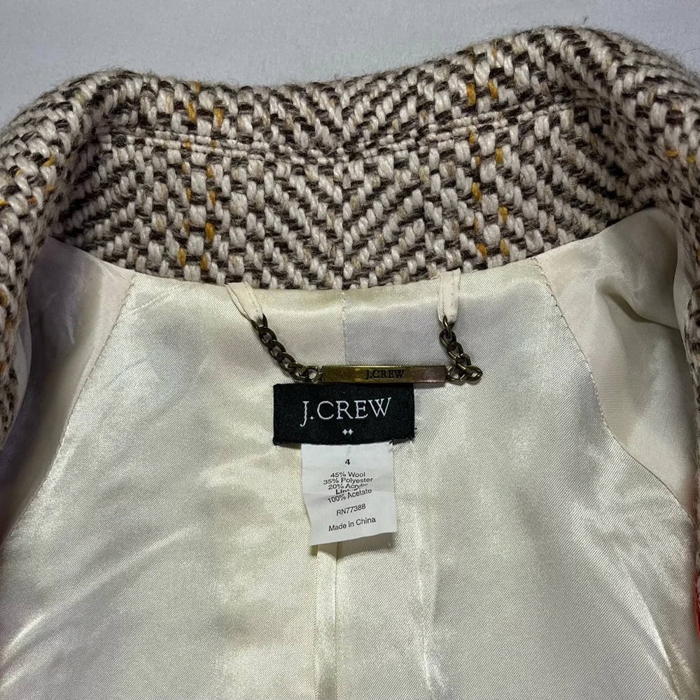 J. Crew Vintage Inspired Wool Blend Tweed Swing Jacket Coat - Brown Cream - 4 - Picture 3 of 8